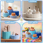 Blue 6 Pack Pleated Cylinder Cake Stand with Covers in Blue, alternate view 6