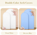Blue and White Arch Cover Set of 2 Spandex 7.2 and 6ft Arch Backdrop Cover Wedding Arch Stand Covers for Baby, alternate view