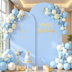 Blue and White Arch Cover Set of 2 Spandex 7.2 and 6ft Arch Backdrop Cover Wedding Arch Stand Covers for Baby, alternate view