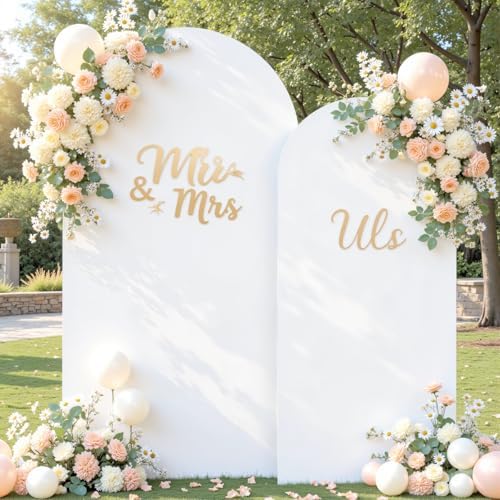 Blue and White Arch Cover Set of 2 Spandex 7.2 and 6ft Arch Backdrop Cover Wedding Arch Stand Covers for Baby, alternate view