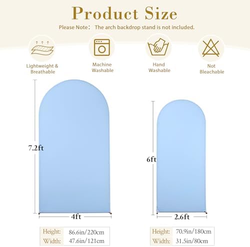 Blue and White Arch Cover Set of 2 Spandex 7.2 and 6ft Arch Backdrop Cover Wedding Arch Stand Covers for Baby, alternate view