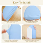 Blue and White Arch Cover Set of 2 Spandex 7.2 and 6ft Arch Backdrop Cover Wedding Arch Stand Covers for Baby, alternate view