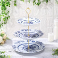 Blue and White Chinoiserie 3 Tier Ceramic Dessert Stand Tray in Blue and White
