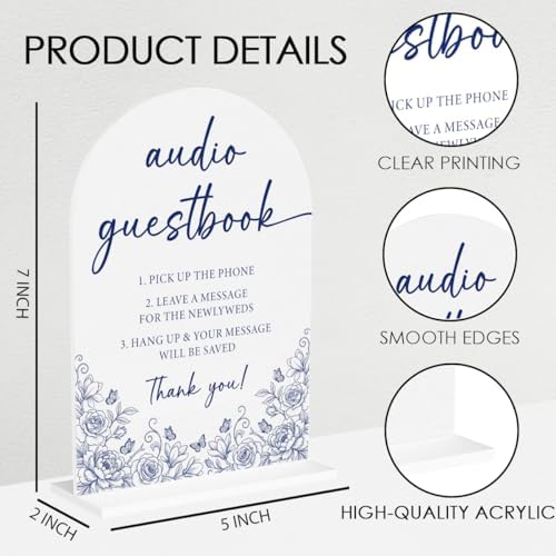 Blue and White Chinoiserie Audio Guestbook Sign for Wedding Decor1939 in Blue Audio, alternate view 2