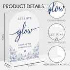 Blue and White Chinoiserie Floral Let Love Glow Sign for Wedding Decor1936 in Blue Glow, alternate view 2