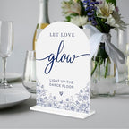 Blue and White Chinoiserie Floral Let Love Glow Sign for Wedding Decor1936 in Blue Glow, alternate view 5