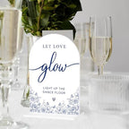 Blue and White Chinoiserie Floral Let Love Glow Sign for Wedding Decor1936 in Blue Glow, alternate view 6