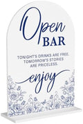 Blue and White Chinoiserie Floral Open Bar Sign for Wedding Decor1943 in Blue Bar