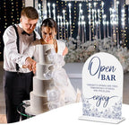 Blue and White Chinoiserie Floral Open Bar Sign for Wedding Decor1943 in Blue Bar, alternate view 3