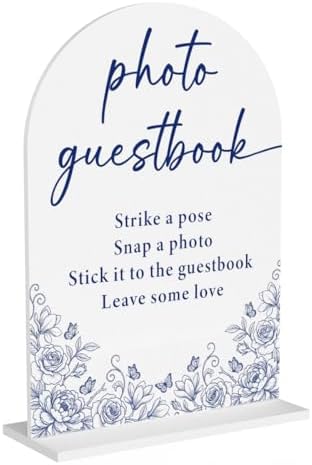 Blue and White Chinoiserie Photo Guestbook Sign for Wedding Decor1938 in Blue Photo