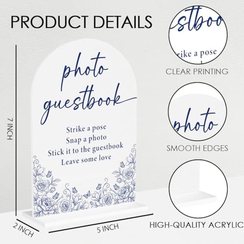 Blue and White Chinoiserie Photo Guestbook Sign for Wedding Decor1938 in Blue Photo, alternate view 2