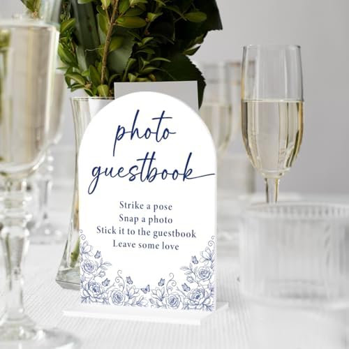 Blue and White Chinoiserie Photo Guestbook Sign for Wedding Decor1938 in Blue Photo, alternate view 6