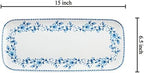 Blue and White Floral Melamine Serving Tray, 15 x 6.5 Inch Rectangular Serving Platter, BPA Free Food Tray for, alternate
