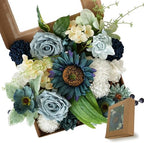 Blue Artificial Flower Box, Wedding Table Centerpiece, Party Decoration Floral Arrangement in Box, Ready-to-Use