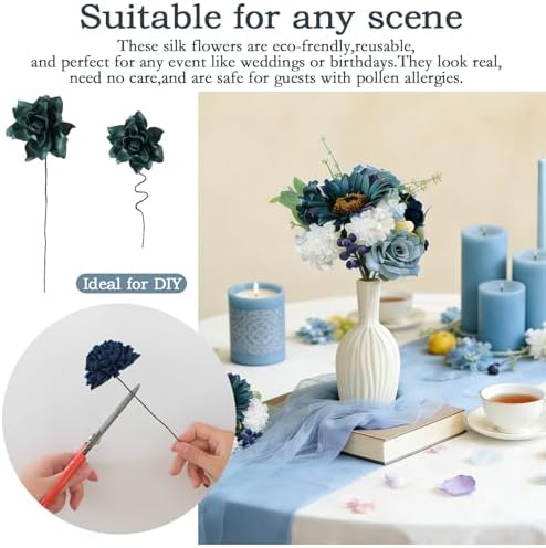 Blue Artificial Flower Box, Wedding Table Centerpiece, Party Decoration Floral Arrangement in Box, Ready-to-Use, alternate