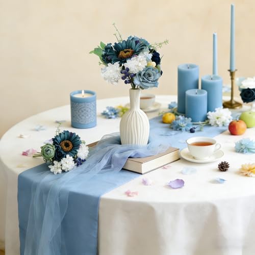 Blue Artificial Flower Box, Wedding Table Centerpiece, Party Decoration Floral Arrangement in Box, Ready-to-Use, alternate