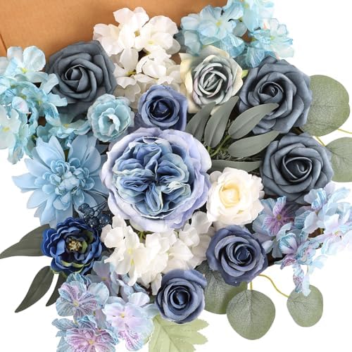 Blue Artificial Flowers Combo for Wedding & Home Decor