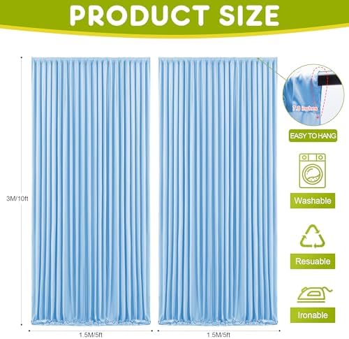 Blue Backdrop Curtain for Wedding Parties Backdrop Drapes 10x10FT in 10FTx10FT in Blue, alternate view 2
