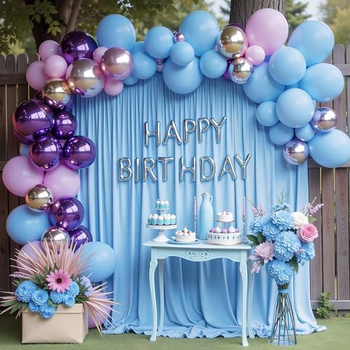 Blue Backdrop Curtain for Wedding Parties Backdrop Drapes 10x10FT in 10FTx10FT in Blue, alternate view 5