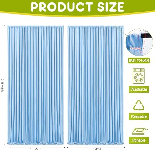 Blue Backdrop Curtain for Wedding Parties Backdrop Drapes 10x8FT in 10FTx8FT in Blue, alternate view 2