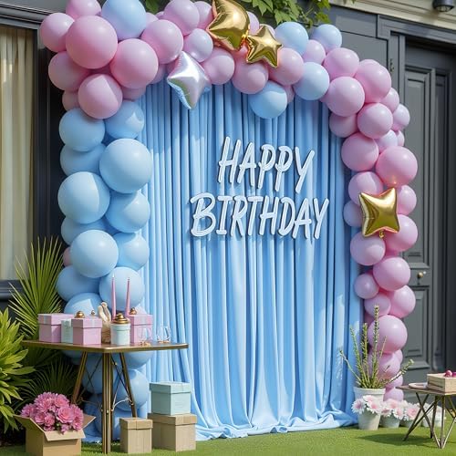 Blue Backdrop Curtain for Wedding Parties Backdrop Drapes 10x8FT in 10FTx8FT in Blue, alternate view 4