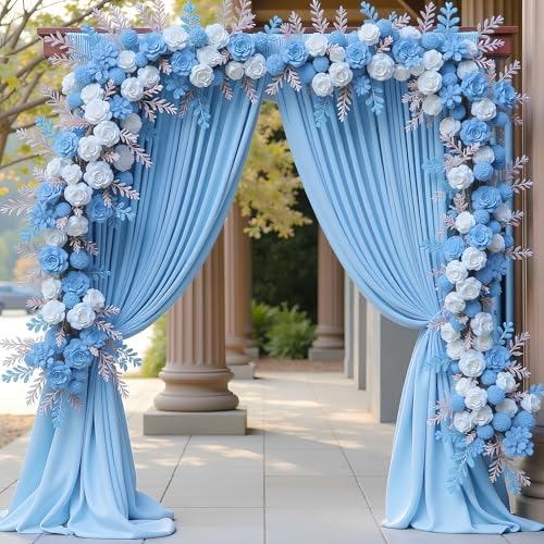 Blue Backdrop Curtain for Wedding Parties Backdrop Drapes 10x8FT in 10FTx8FT in Blue, alternate view 5