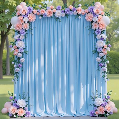 Blue Backdrop Curtains Drapes for Parties Wedding, 5x8FT 2 Panel in 5'(W) x 8'(H), 2 panels in Blue