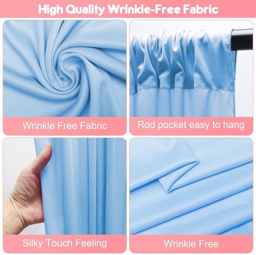 Blue Backdrop Curtains Drapes for Parties Wedding, 5x8FT 2 Panel in 5'(W) x 8'(H), 2 panels in Blue, alternate view 3
