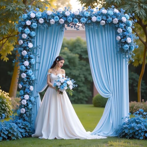 Blue Backdrop Curtains Drapes for Parties Wedding, 5x8FT 2 Panel in 5'(W) x 8'(H), 2 panels in Blue, alternate view 4