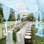 Blue Backdrop Curtains for Parties, Chiffon Photo Backdrop Drapes 2 Panels 5x10FT Sheer Outdoor Curtain for, alternate view 2