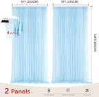 Blue Backdrop Curtains for Parties, Chiffon Photo Backdrop Drapes 2 Panels 5x10FT Sheer Outdoor Curtain for, alternate view 4
