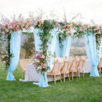 Blue Backdrop Curtains for Parties, Chiffon Photo Backdrop Drapes 2 Panels 5x10FT Sheer Outdoor Curtain for, alternate view 5