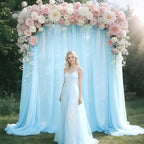 Blue Backdrop Curtains for Parties, Chiffon Photo Backdrop Drapes 2 Panels 5x10FT Sheer Outdoor Curtain for, alternate view 7