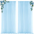 Blue Backdrop Curtains for Parties, Chiffon Photo Backdrop Drapes 2 Panels 5x8ft Sheer Outdoor Curtain for