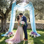 Blue Backdrop Curtains for Parties, Chiffon Photo Backdrop Drapes 2 Panels 5x8ft Sheer Outdoor Curtain for, alternate view 6