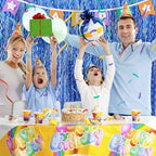 Blue Backdrop Wavy Tinsel Foil Fringe Curtains for Parties Sparkle Metallic Wavy Blue Birthday Decorations for, alternate