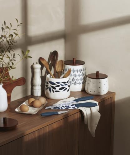 Blue Bay 3-Piece Canister Set with Lid, for Kitchen Counter in 3 Count in White/Blue, alternate view 2