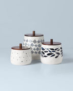 Blue Bay 3-Piece Canister Set with Lid, for Kitchen Counter in 3 Count in White/Blue, alternate view 5
