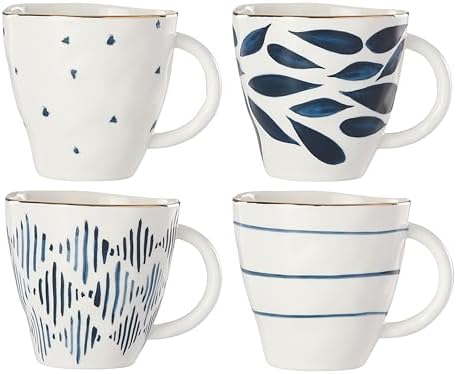 Blue Bay 4-Piece Dessert Mug Set, 2.75 LB in 12 Ounces in Blue