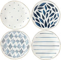Blue Bay 4-Piece Tidbit Plates, Dessert Plate Set for 4 in White/Blue
