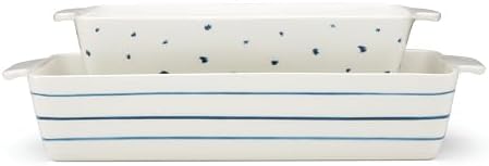 Blue Bay Dinnerware & Serveware Collection, Porcelain Tableware, Rectangular Baker Set, 2-Piece in Multi
