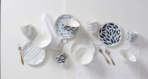 Blue Bay Porcelain 12-Piece Dinnerware Dessert Set for 4 in White/Blue, alternate view 2