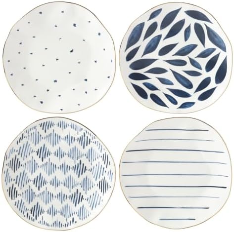 Blue Bay Porcelain 12-Piece Dinnerware Dessert Set for 4 in White/Blue, alternate view 4