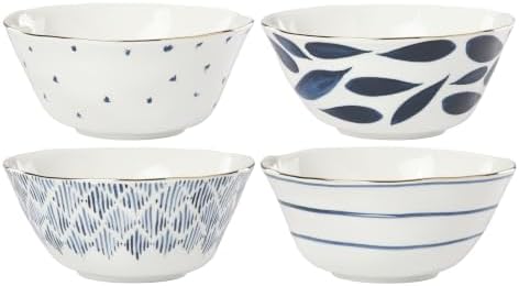 Blue Bay Porcelain 12-Piece Dinnerware Dessert Set for 4 in White/Blue, alternate view 5