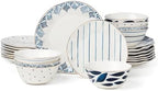 Blue Bay Porcelain 24-Piece Dinnerware Set for 8 in Blue