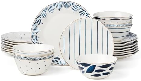 Blue Bay Porcelain 24-Piece Dinnerware Set for 8 in Blue