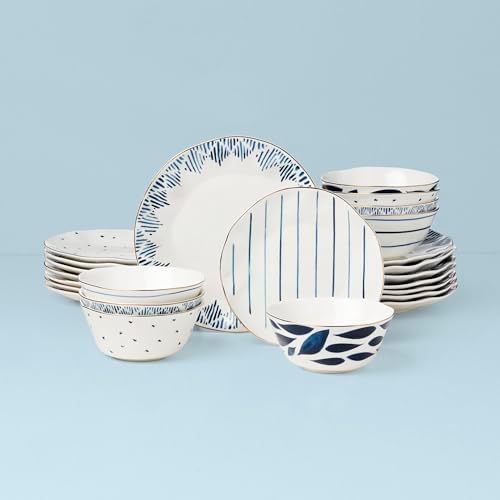 Blue Bay Porcelain 24-Piece Dinnerware Set for 8 in Blue, alternate view 3