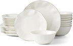 Blue Bay White Porcelain 24-Piece Dinnerware Set for 8 in White