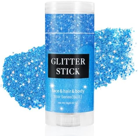 Blue Body Glitter Stick, 4th of July Face Hair Glitter, Fourth of July Accessories and Outfits for Women, USA