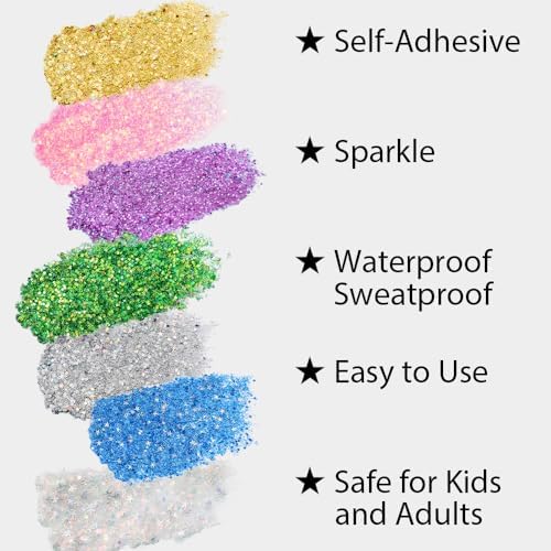Blue Body Glitter Stick, 4th of July Face Hair Glitter, Fourth of July Accessories and Outfits for Women, USA, alternate view